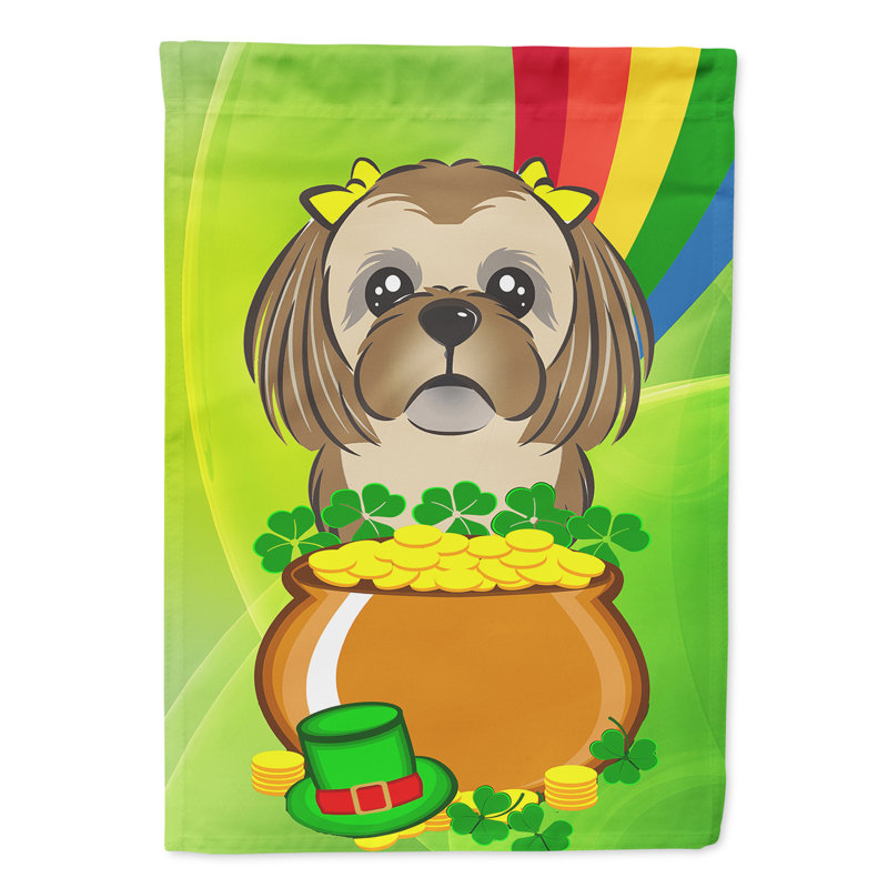 Drapeau de jardin Arella St. Patrick's, Shih tzu (chocolat / brun)