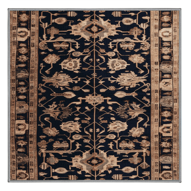 Machine Washable Turkish Gray Area Rug, Square 3'
