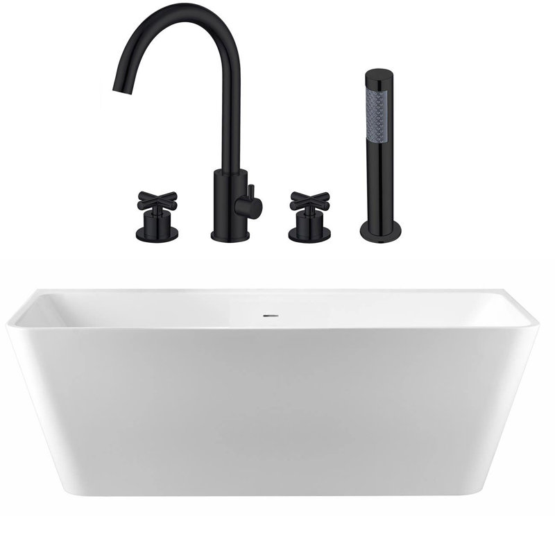 Axton 59'' x 29.5'' Freestanding Soaking Acrylic Bathtub with Faucet