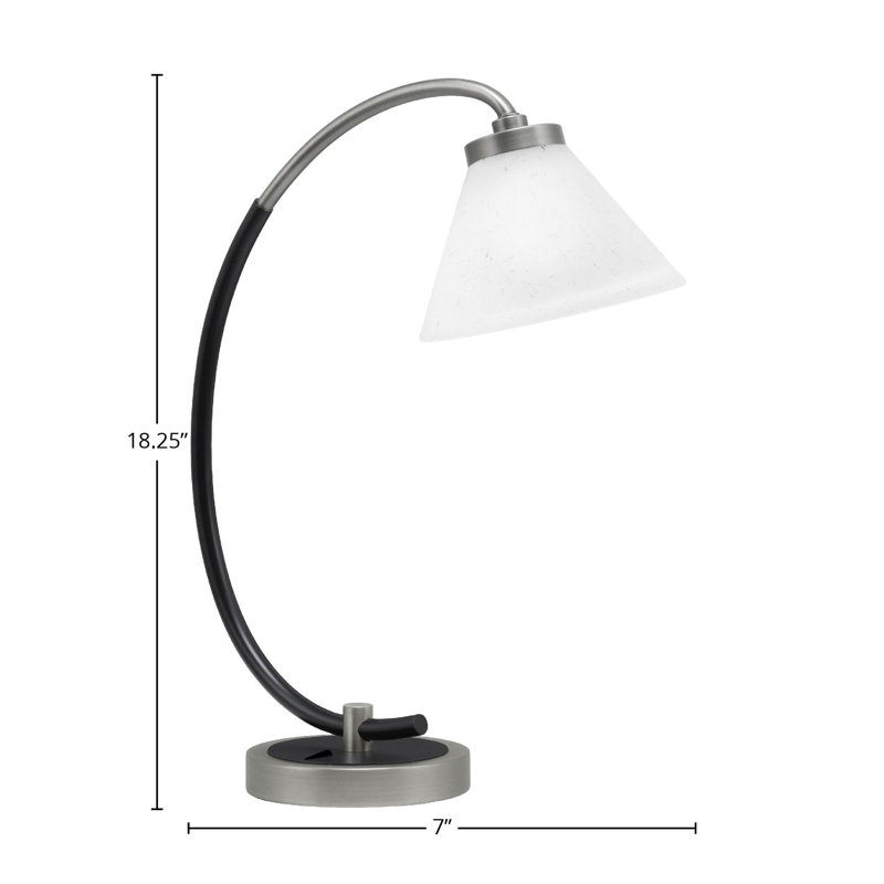 Lampe de bureau Ashville avec verre mousseline blanc 7 po, Graphite / noir mat, Blanc
