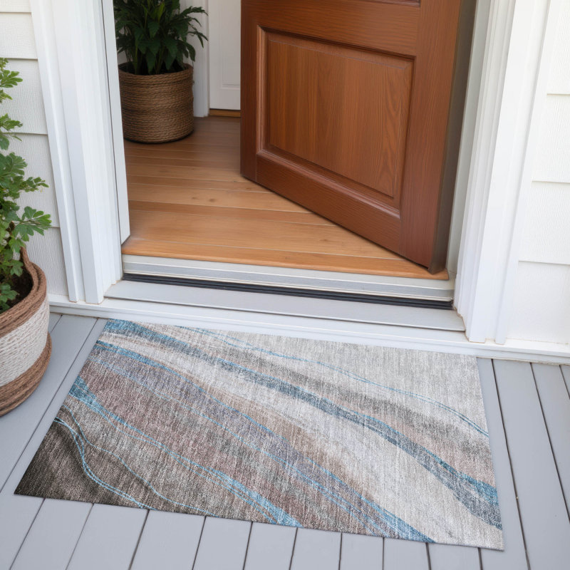 Machine Washable Indoor/Outdoor Xhevrie Brown Rug, Rectangle 1'8" x 2'6"