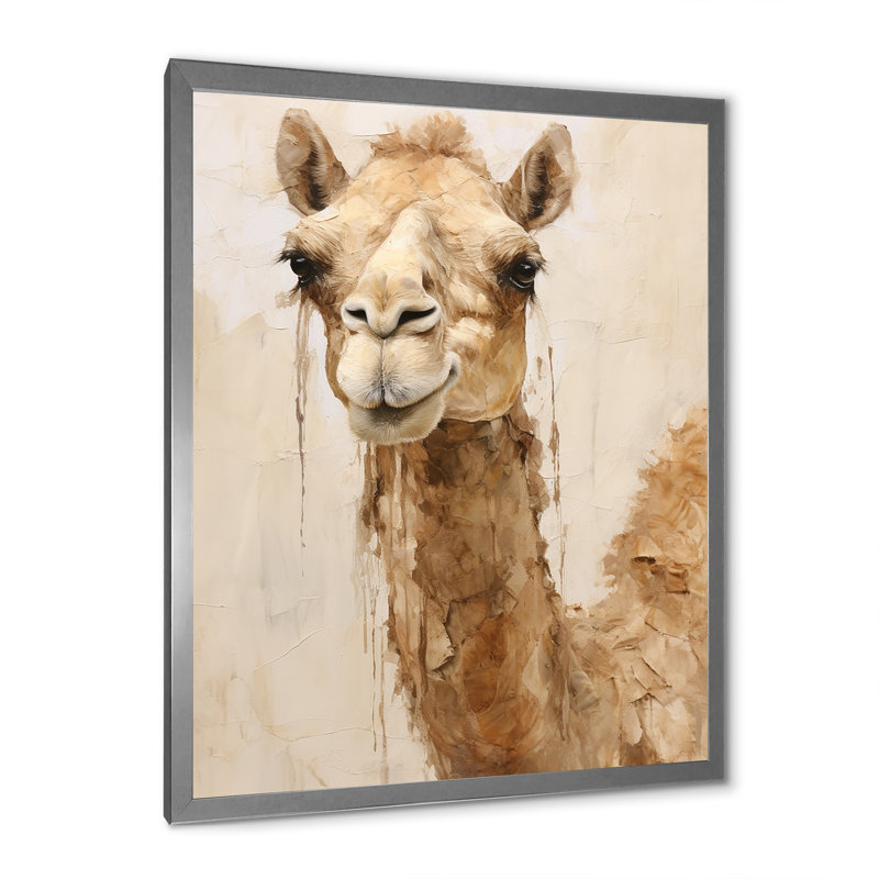 Minimalisme beige chameau II sur toile, H 40 po x l 30 po x P 1,5 po, Cadre simple argenté