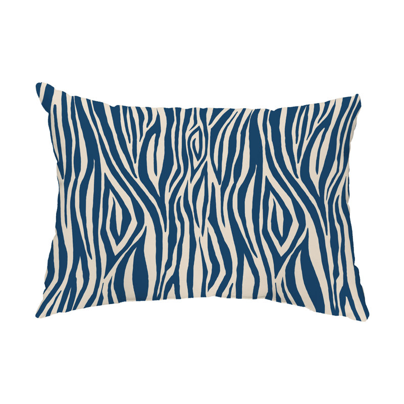 Animal Print Outdoor Reversible Throw Pillow, Blue