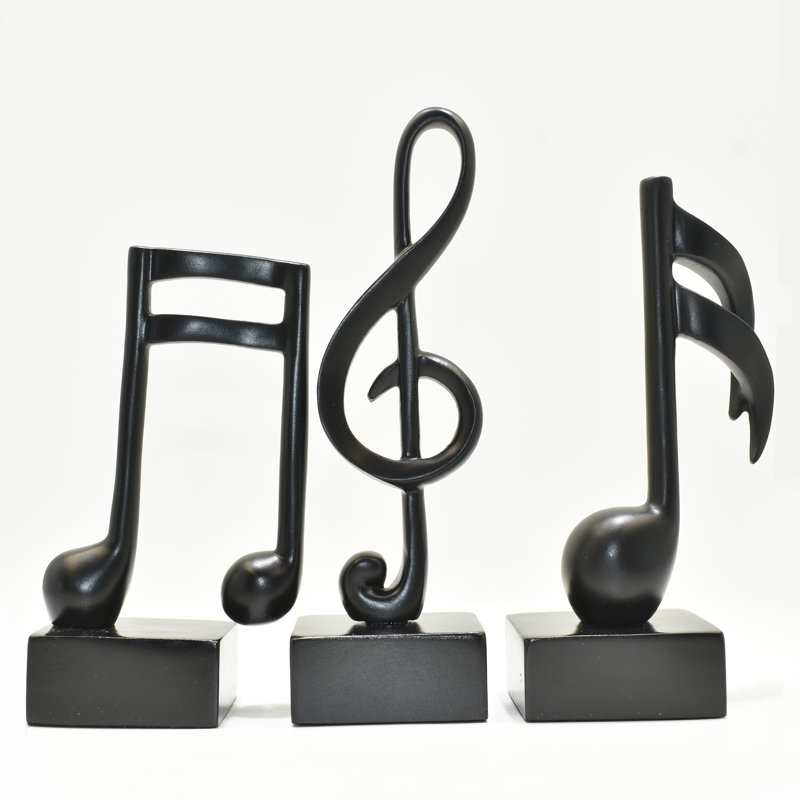 Adam & Friends Home Decor Muscial Notes, 16Th, Double 16Th & Treble Clef Sculpture | 3-Piece, Black