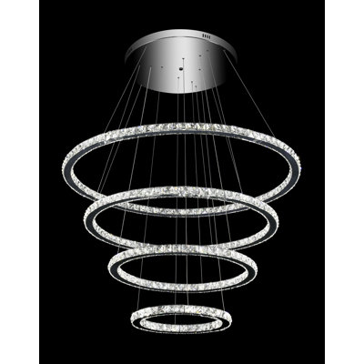 Four Ring Light Led Chandelier With Remote