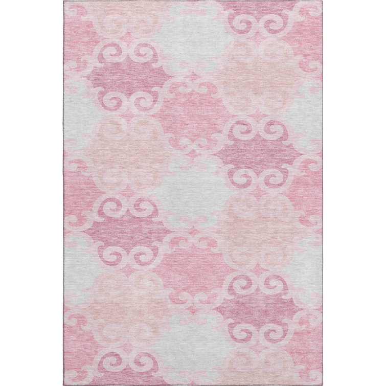 Premium Machine Washable Prisco Pink Rug
