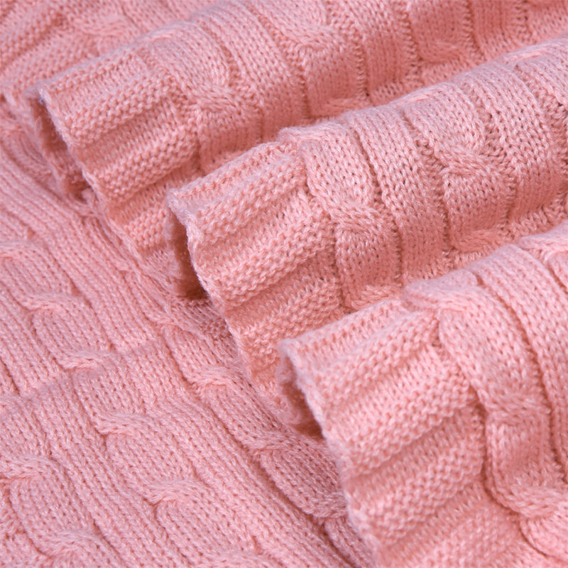 Jeté léger en tricot torsadé, Rose