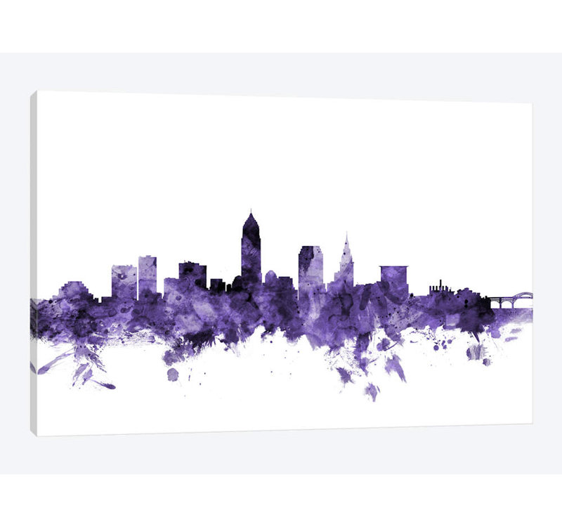 «Cleveland, Ohio Skyline» par Michael Tompsett, impression sur toile, 40 po x 60 po x 1,5 po, Toile tendue, Pas de tapis