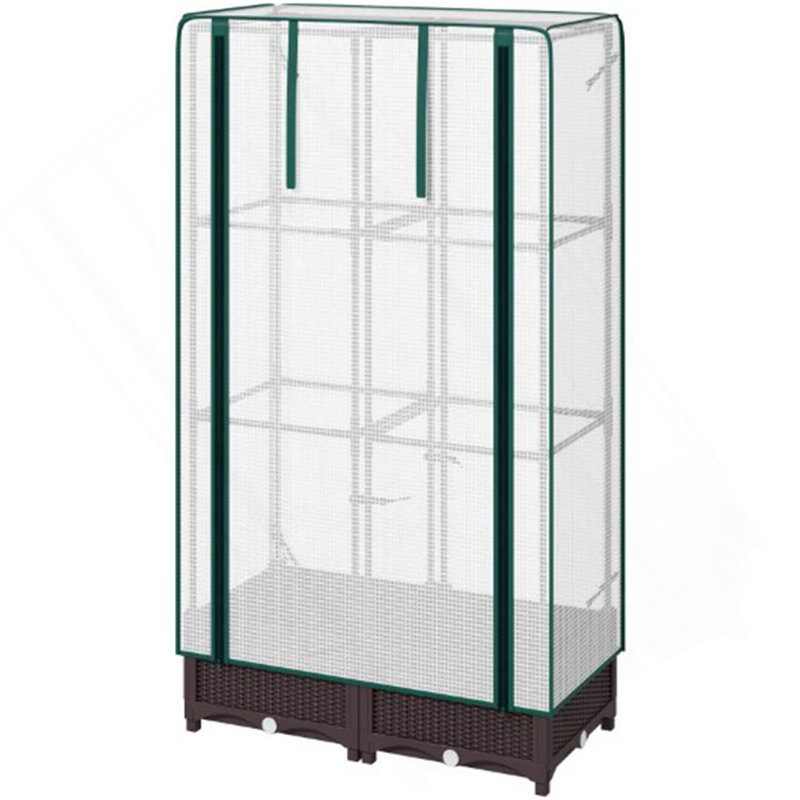 Outdoor Plant Box,Garden Bed With Trellis,With Cover,Drainage Holes And Zipper Door, 48.8" H x 31.5" W x 15.7" D