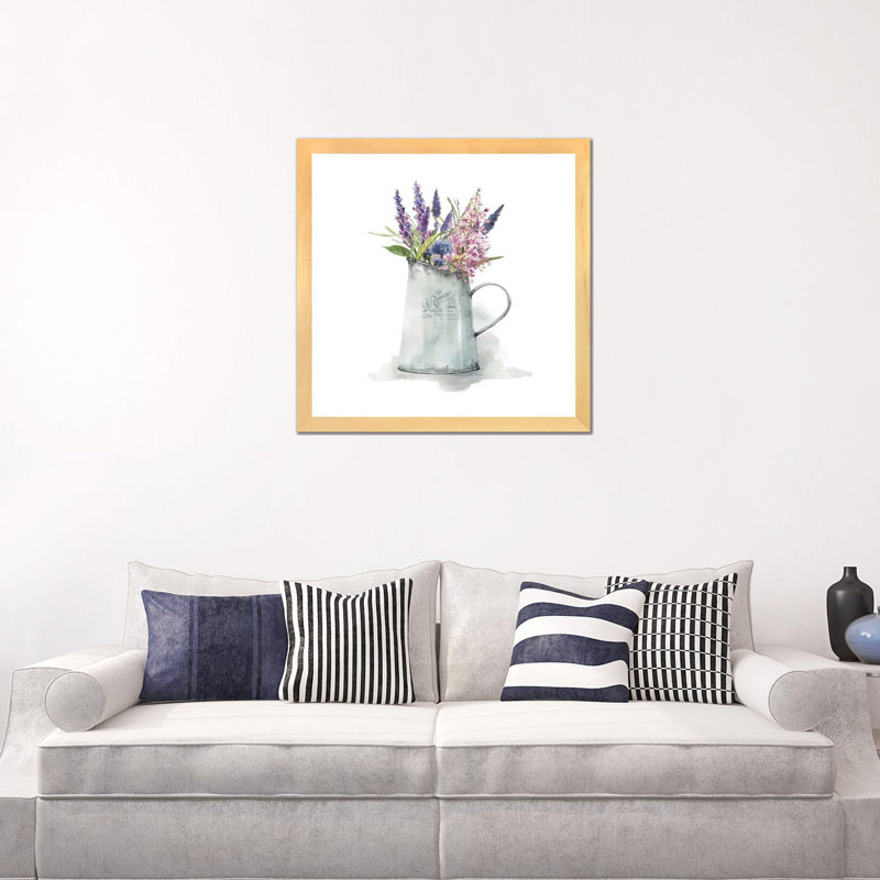 par impression, Toile avec cadre en bois beige, Blanc, H 24 po x l 24 po x p 1 po