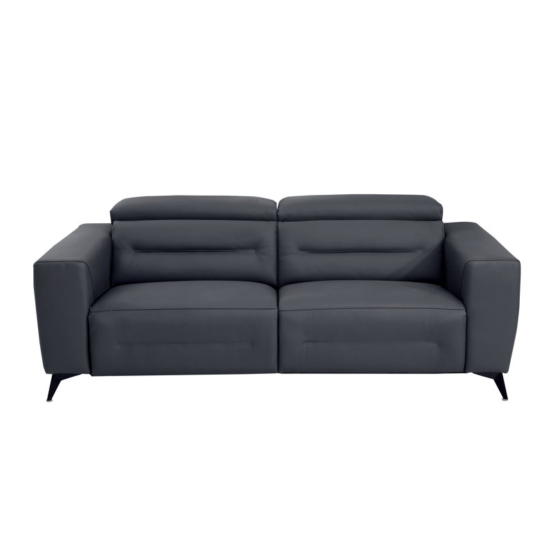 Canapé inclinable électrique en cuir Robbs, Gris foncé