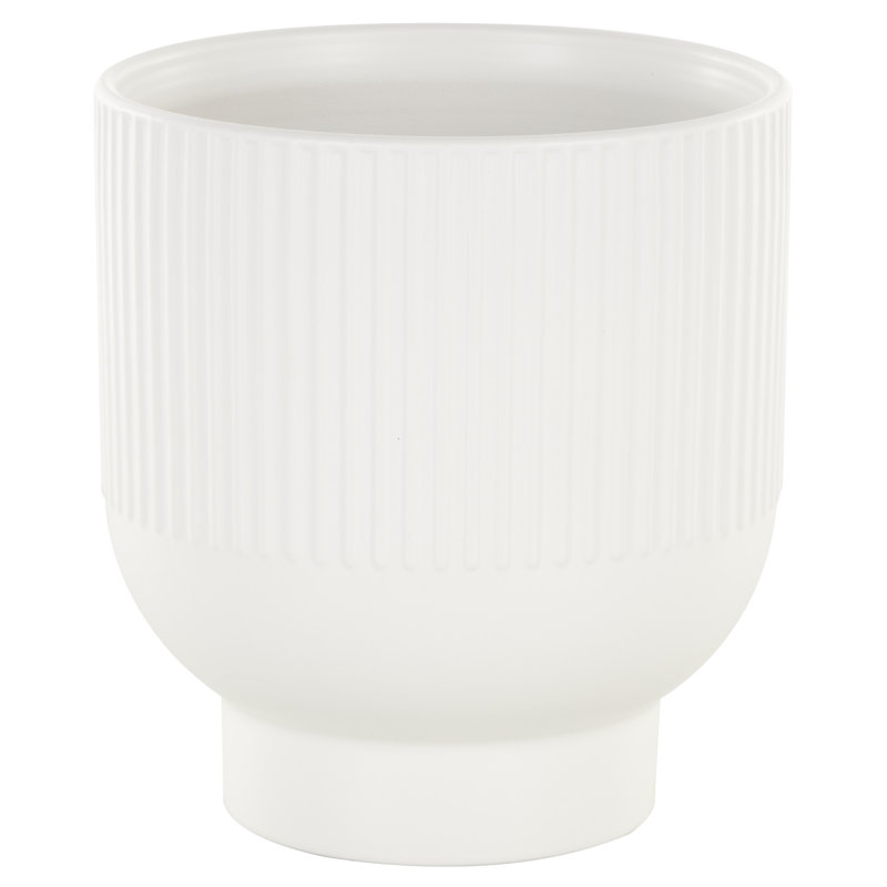 Ceramic Planter, White, 8.8" H x 8.5" W x 8.7" D
