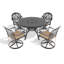 Ensemble de salle à manger 5 pièces en aluminium coulé résistant aux intempéries, comprenant 4 chaises pivotantes et une table ronde de 47,24 po avec structure noire-400937515
