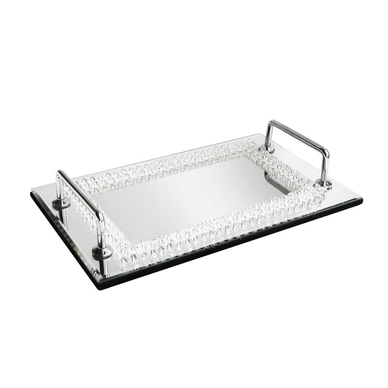 Plateau miroir Aylinne, H 1,5 po x l 13 po x P 8 po