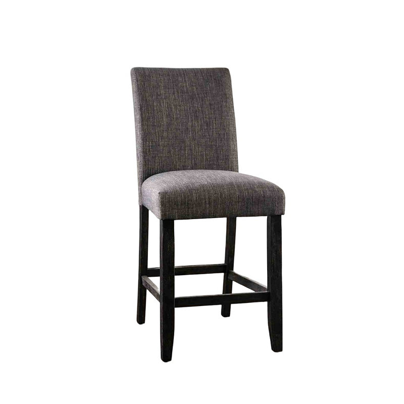 Chaise de salle à manger rembourrée en tissu à hauteur de comptoir de style rustique 2 pièces