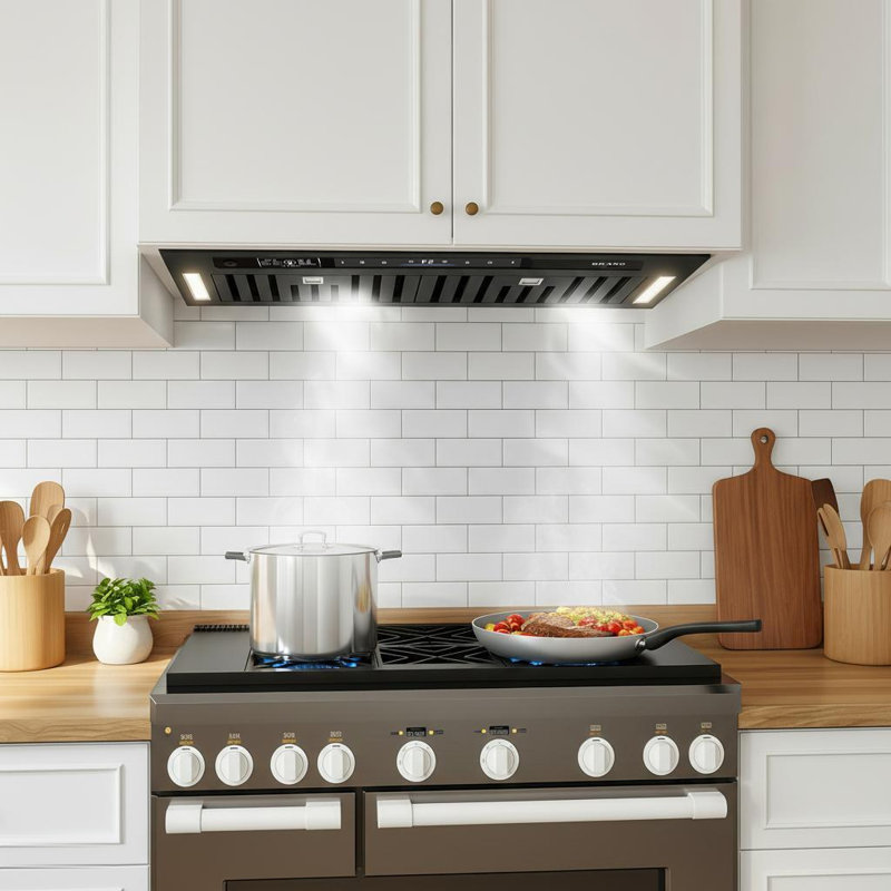 36 po Hotte de cuisine encastrable convertible 900 CFM avec contrôle de la voix / du geste / tactile, 4 vitesses et filtre pour lave-vaisselle en acier inoxydable