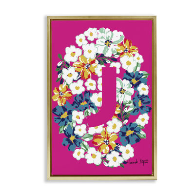 Toile flottante florale avec lettre «J» par Hannah Louise Byatt