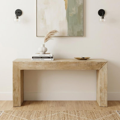 Console 72 po en bois massif naturel patiné