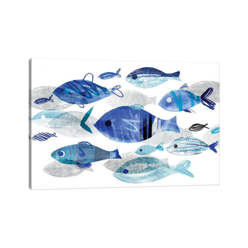 Fish Parade II par Annie Warren - Toile tendue, H 18 po x l 26 po x P 1,5 po