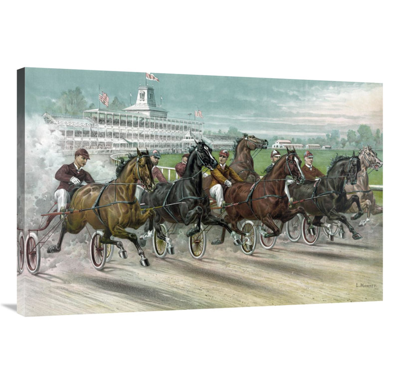 " A Dash For The Pole " by Currier And Ives, 11" H x 16" W x 1.5" D