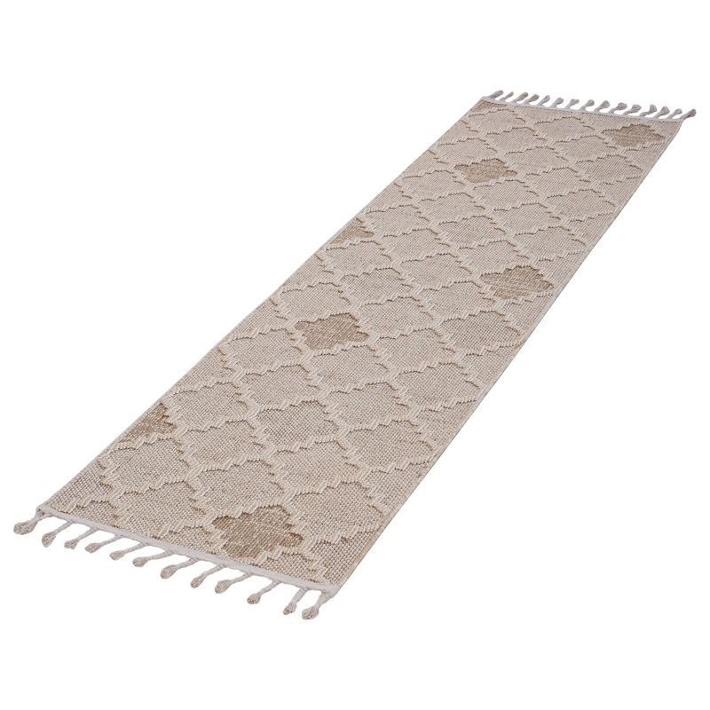 2X8 Cream/Trellis Indoor Rug Loom & - -, Stain , Soft Texture Cream Trellis Area Non-Shedding, For Entryway Interior