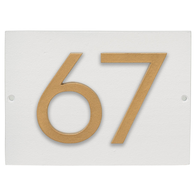 Plaque d’adresse murale sur 1 ligne flottante, Blanc, Nickel satiné deux tons, Oui