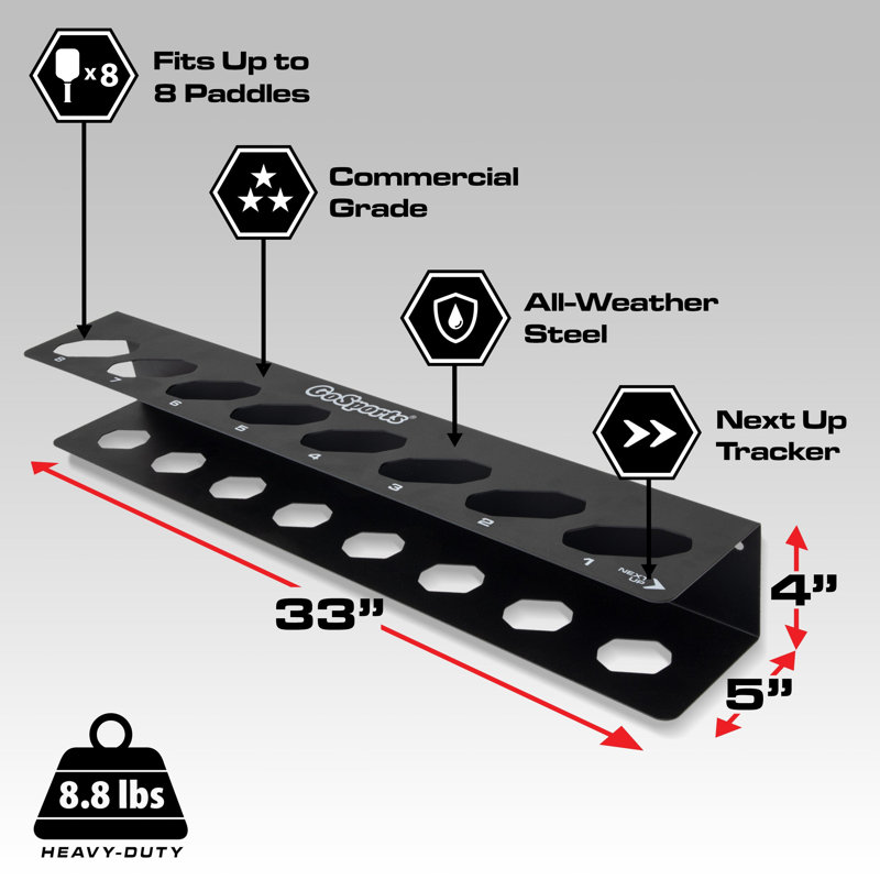 GoSports Pickleball Paddle Holder Rack - Fits 8 Pickleball Paddles ...