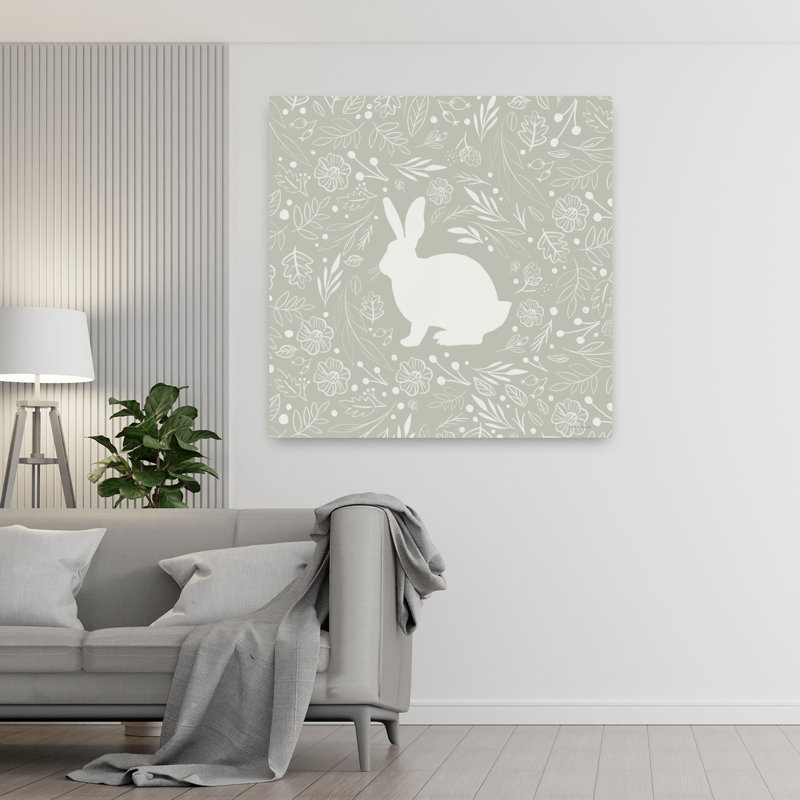 Art floral de lapin floral, H 48 po x l 48 po