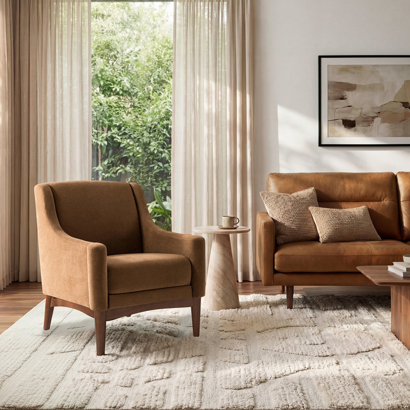 Arshanti Armchair With Solid Wood Legs, Camel