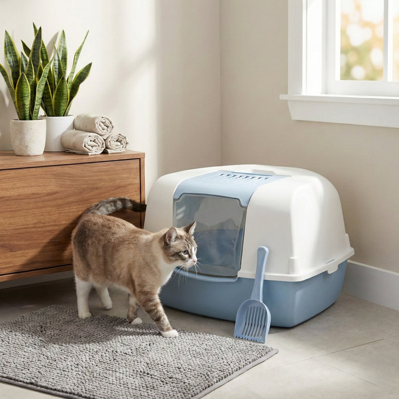 Plastic Litter Box, Light Blue