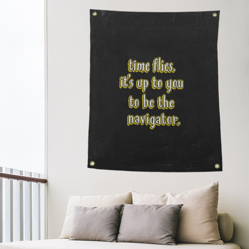 Tapisserie tableau noir en polyester time quote, H 59 pi x l 50 po, Jaune