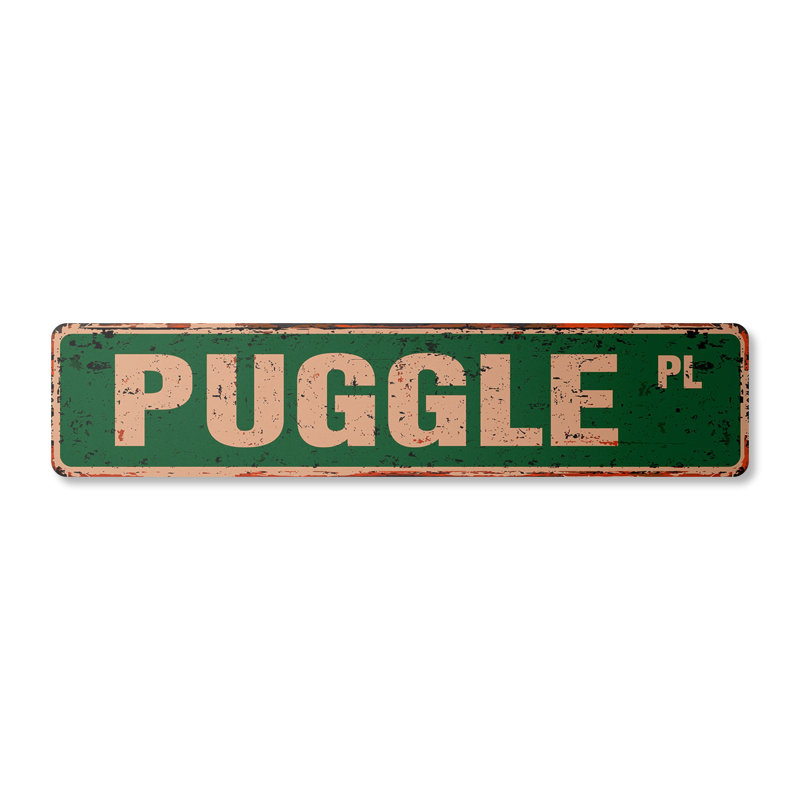 Plaque de rue Puggle en plastique robuste 4 po x 18 po, Tanné