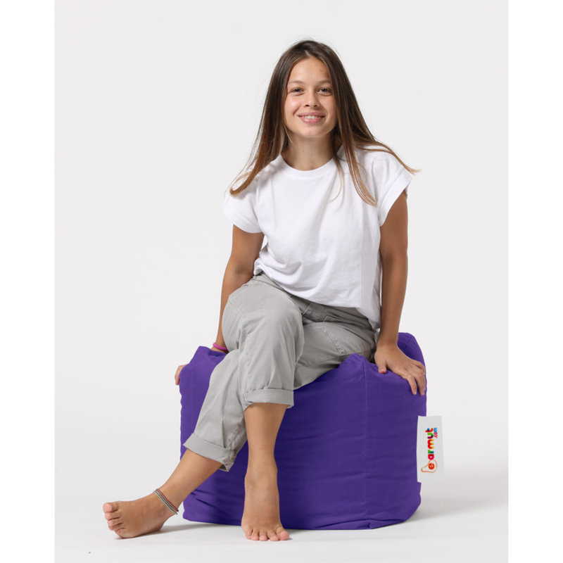 45cm Wide Round Solid Colour Pouffe Ottoman, Purple