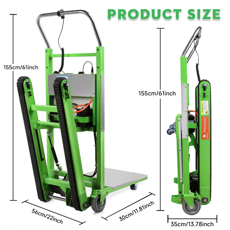 Chariots d'escaliers robustes capacité 900lbs 1250W (vert), Vert + argenté