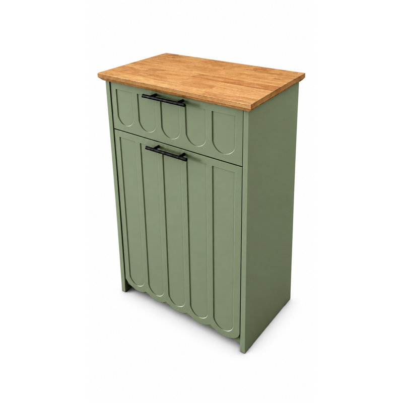 Meuble à poubelle basculant de 53 cm de large avec tiroir de rangement, Green