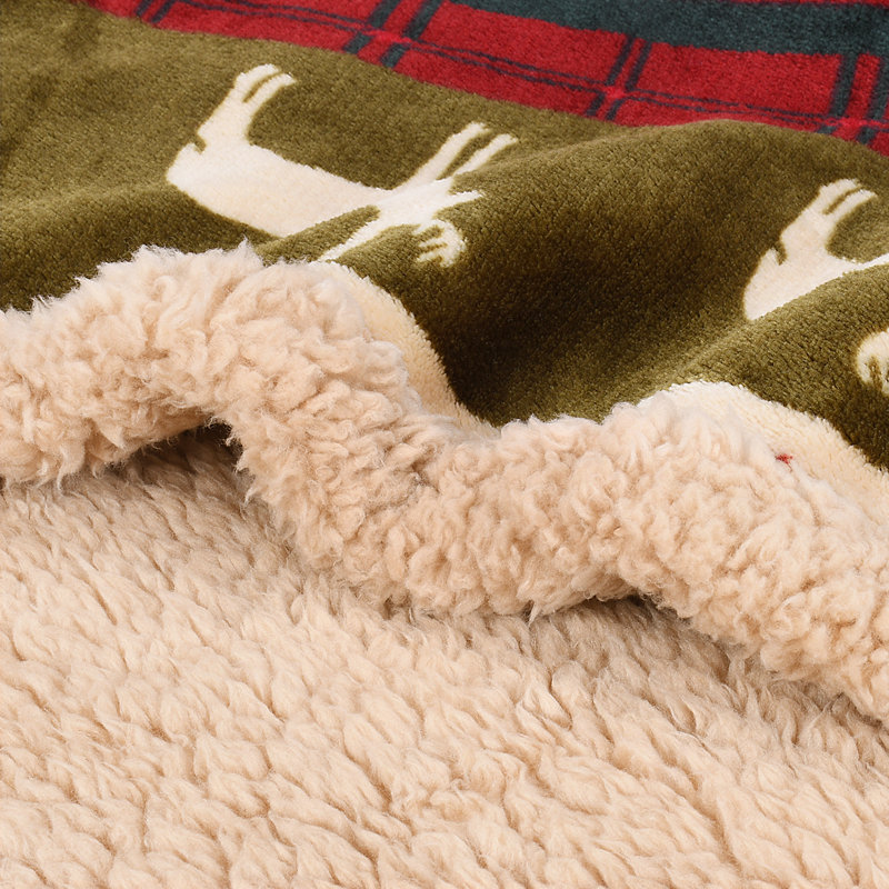 Catalonia Christmas Reindeer Sherpa Fleece Throw Blanket, 50x60 inches