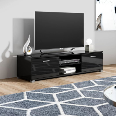 Black Gloss TV Stand Cabinet with Storage for TVs up to 60"