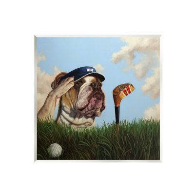 «Bulldog Golfing Illustration» par Lucia Heffernan