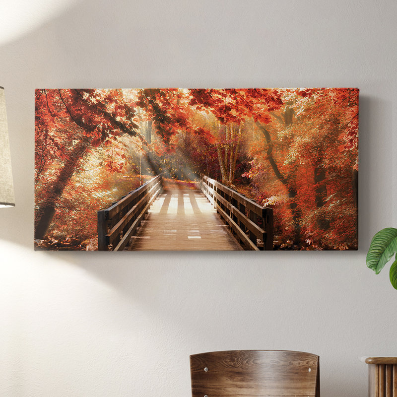 Pont d'automne - Toile tendue avec châssis - Prêt à accrocher