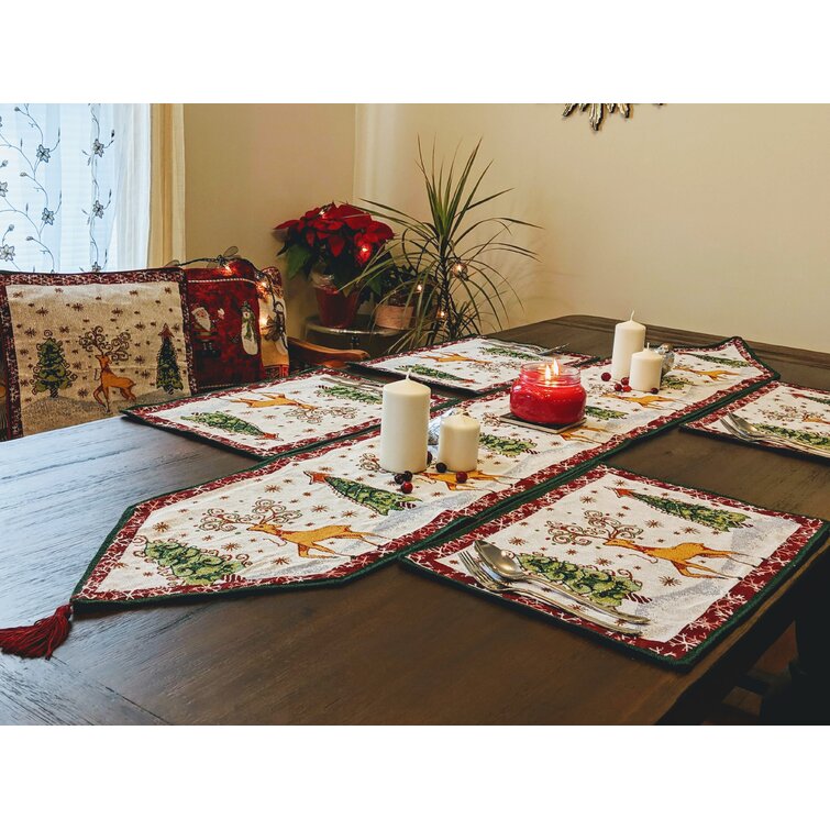 Orr Winter Forest Reindeer Woven Tapestry Table Runner