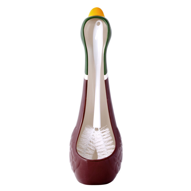 Whimsical Ceramic Mallard Duck Toilet Brush Holder Set