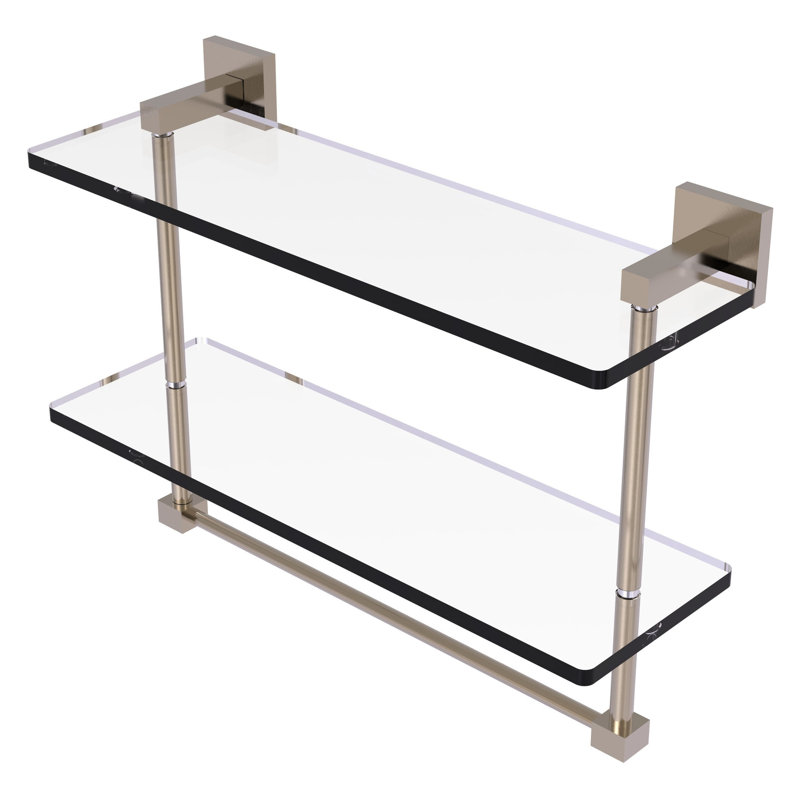 Tablette à 2 niveaux avec barre à serviettes Haranu, Étain antique, H 11,7 po x l 16 po x P 5,7 po