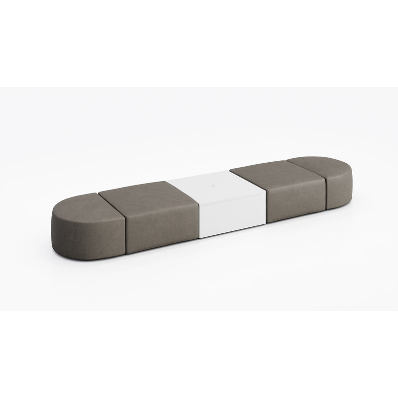 Siège modulaire pour 4 personnes avec table d'appoint en vinyle, avec prise de courant, Tempête