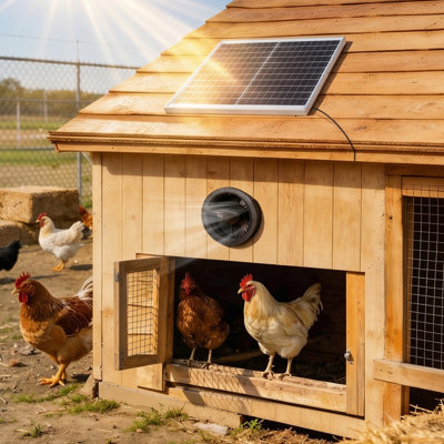 Ventilateur à énergie solaire, panneau solaire de 20 W avec rangement pour piles, débit d'air de 220 pi³ / min, angle de panneau réglable, haute vitesse de 2030 tr / min, échange d'air rapide pour serre, tentes de croissance, poulaillers, abris