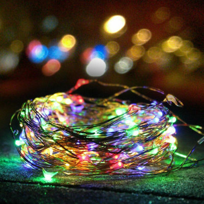 Amillion Indoor / Outdoor 200 - Bulb 2 in. Solar Powered LED Fairy String Light