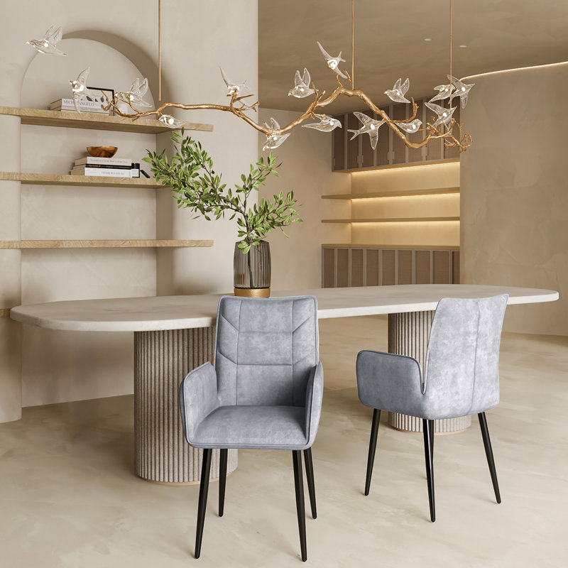 Chaises de salle à manger contemporaines en velours jaune moutarde - sièges rembourrés moelleux, cadres en fer rouille, pieds anti-rayures pour structure de mobilier de patio, espaces ouverts