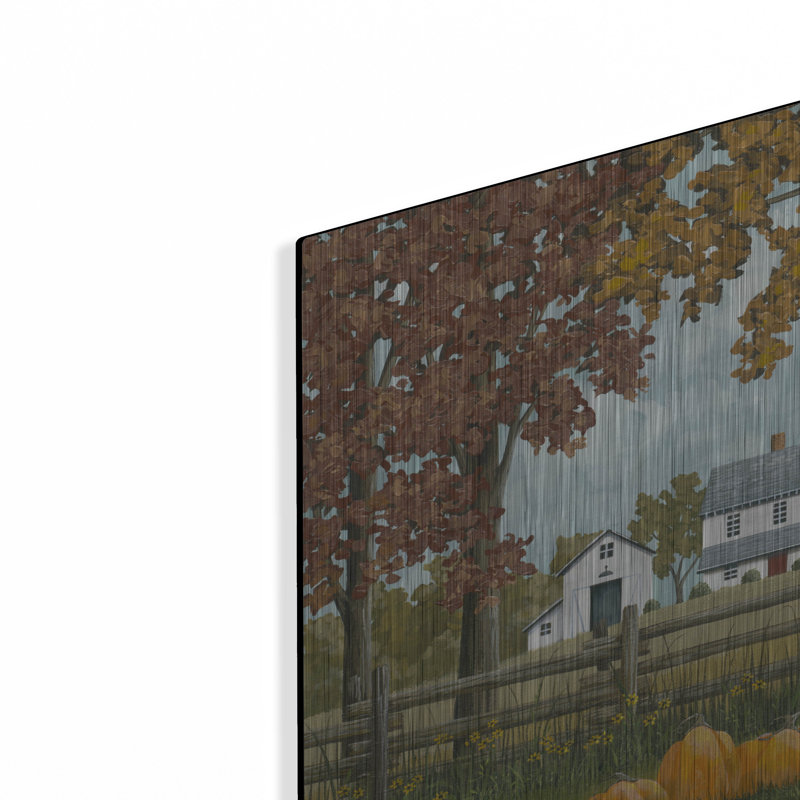  «Fall Farm And Pumpkins» par Tanya Nyp, art mural en métal, 16 po x 12 po, H 12 po x l 16 po