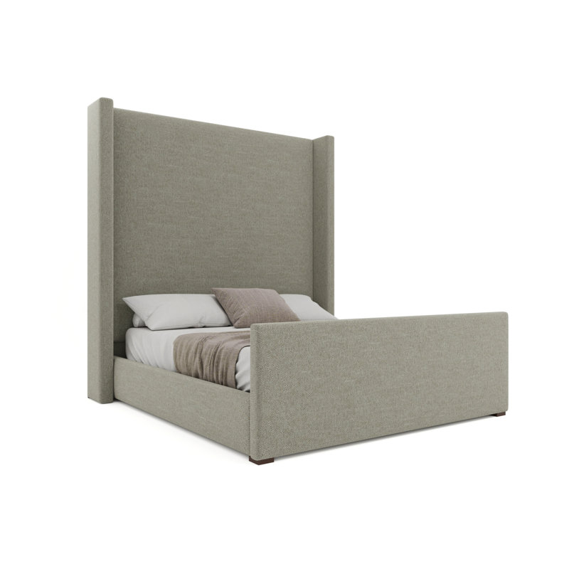 Lit haut Aylet Luxe, Latté lin, Grand lit