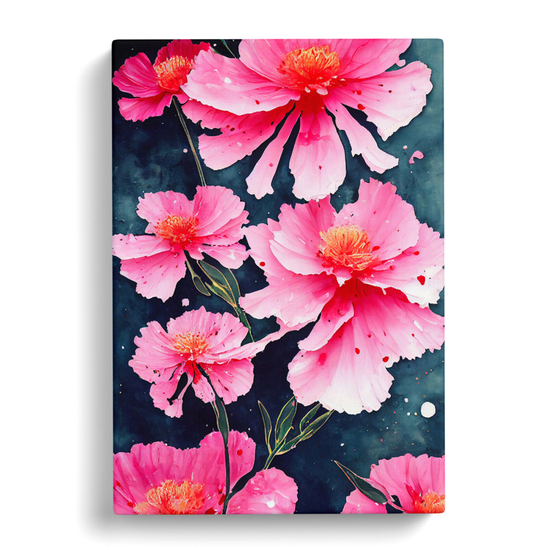 Carnation Flower Splatter Vol.3 - Wrapped Canvas, 50cm H x 35cm W x 3cm D