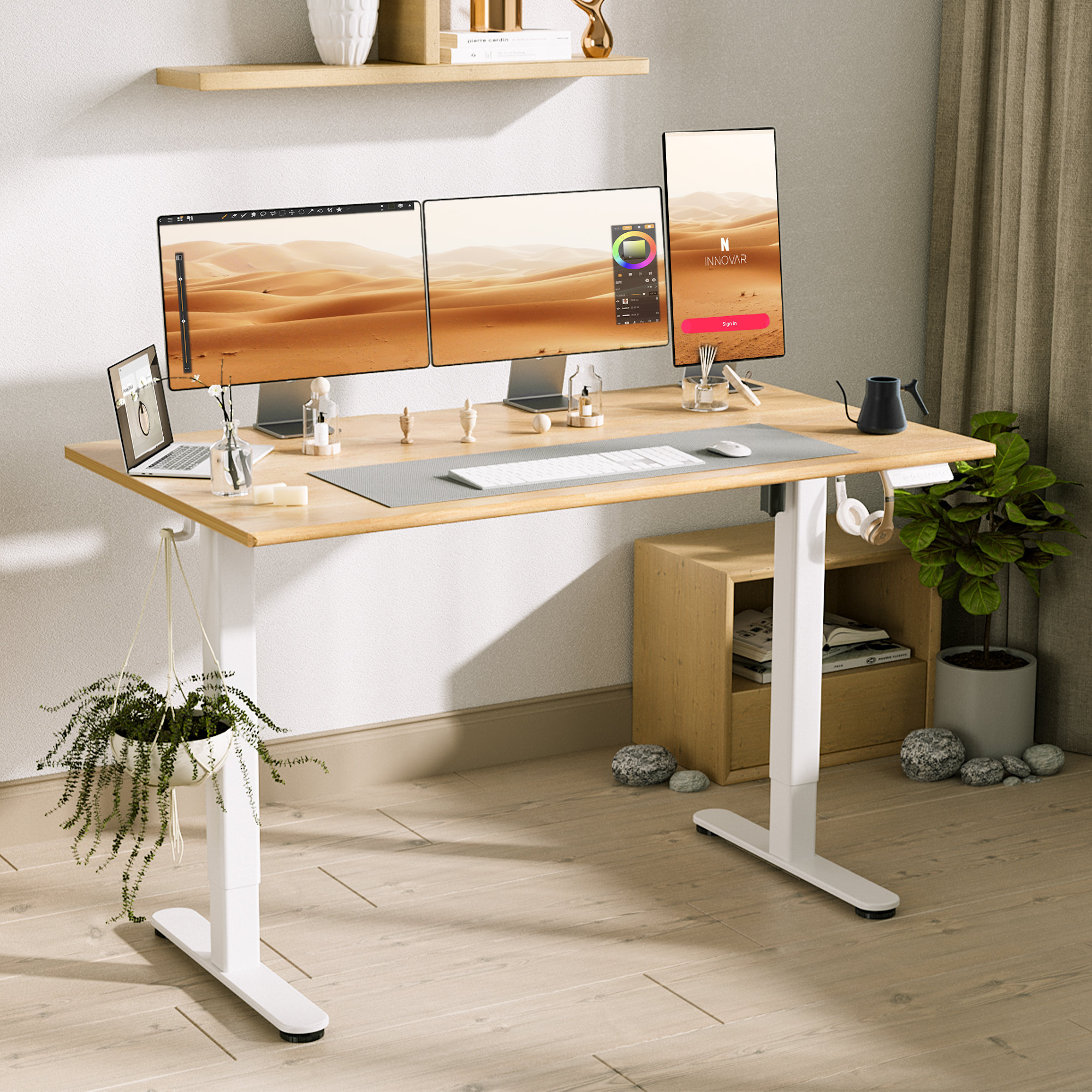 Latitude Run® Sewanee Height Adjustable Standing Desk with One-piece ...